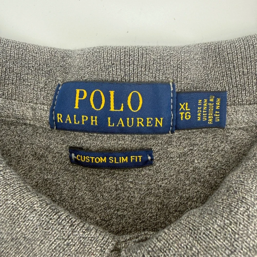 Polo Ralph Lauren Mens Custom Slim Fit Polo Shirt Gray XL Short Sleeve Pony Logo